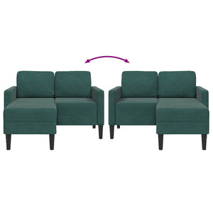 Canapé 2 places avec méridienne en L vert foncé 125 cm velours