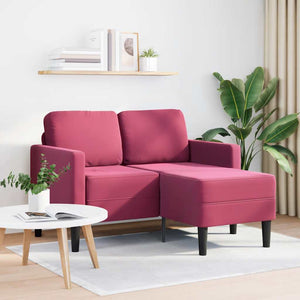 Canapé 2 places avec méridienne en L rouge bordeaux 125 cm