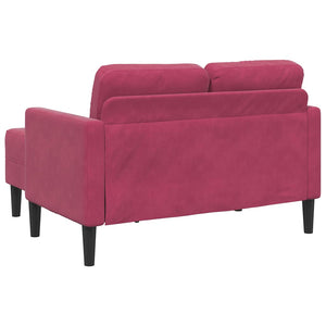 Canapé 2 places avec méridienne en L rouge bordeaux 125 cm