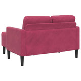 Canapé 2 places avec méridienne en L rouge bordeaux 125 cm