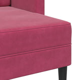 Canapé 2 places avec méridienne en L rouge bordeaux 125 cm