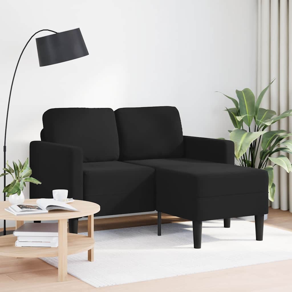 Canapé 2 places avec méridienne en L Noir 125 cm Velours