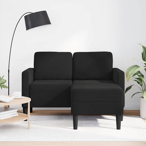 Canapé 2 places avec méridienne en L Noir 125 cm Velours