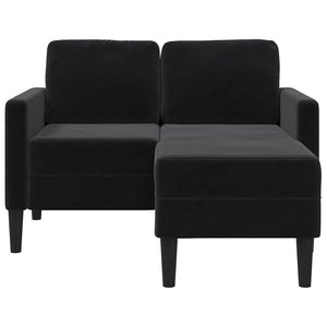 Canapé 2 places avec méridienne en L Noir 125 cm Velours