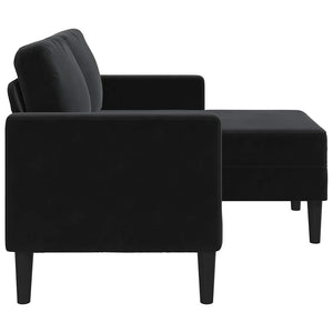 Canapé 2 places avec méridienne en L Noir 125 cm Velours