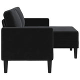 Canapé 2 places avec méridienne en L Noir 125 cm Velours