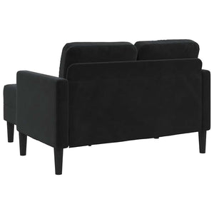 Canapé 2 places avec méridienne en L Noir 125 cm Velours