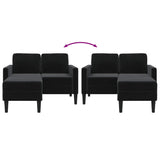 Canapé 2 places avec méridienne en L Noir 125 cm Velours