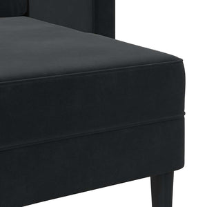 Canapé 2 places avec méridienne en L Noir 125 cm Velours