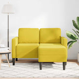 Canapé 2 places avec méridienne en L jaune 125 cm velours