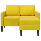 Canapé 2 places avec méridienne en L jaune 125 cm velours