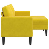 Canapé 2 places avec méridienne en L jaune 125 cm velours