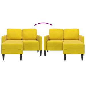 Canapé 2 places avec méridienne en L jaune 125 cm velours