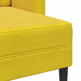 Canapé 2 places avec méridienne en L jaune 125 cm velours