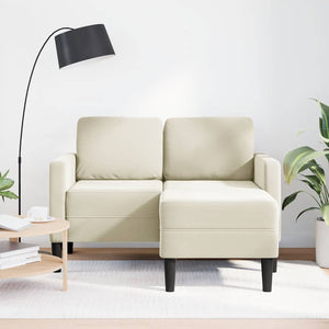 Canapé 2 places avec méridienne en L crème 125 cm velours