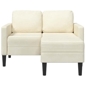 Canapé 2 places avec méridienne en L crème 125 cm velours
