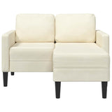 Canapé 2 places avec méridienne en L crème 125 cm velours