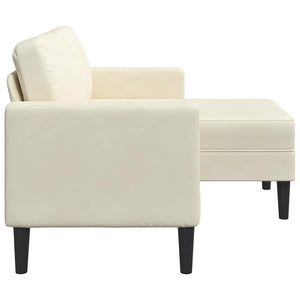 Canapé 2 places avec méridienne en L crème 125 cm velours