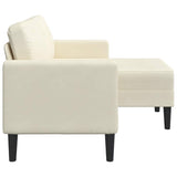 Canapé 2 places avec méridienne en L crème 125 cm velours