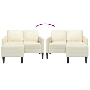 Canapé 2 places avec méridienne en L crème 125 cm velours