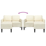 Canapé 2 places avec méridienne en L crème 125 cm velours