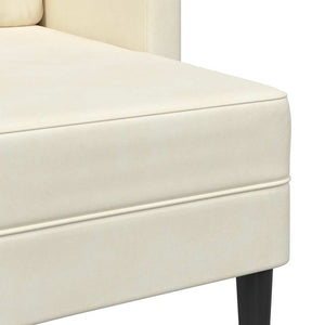 Canapé 2 places avec méridienne en L crème 125 cm velours