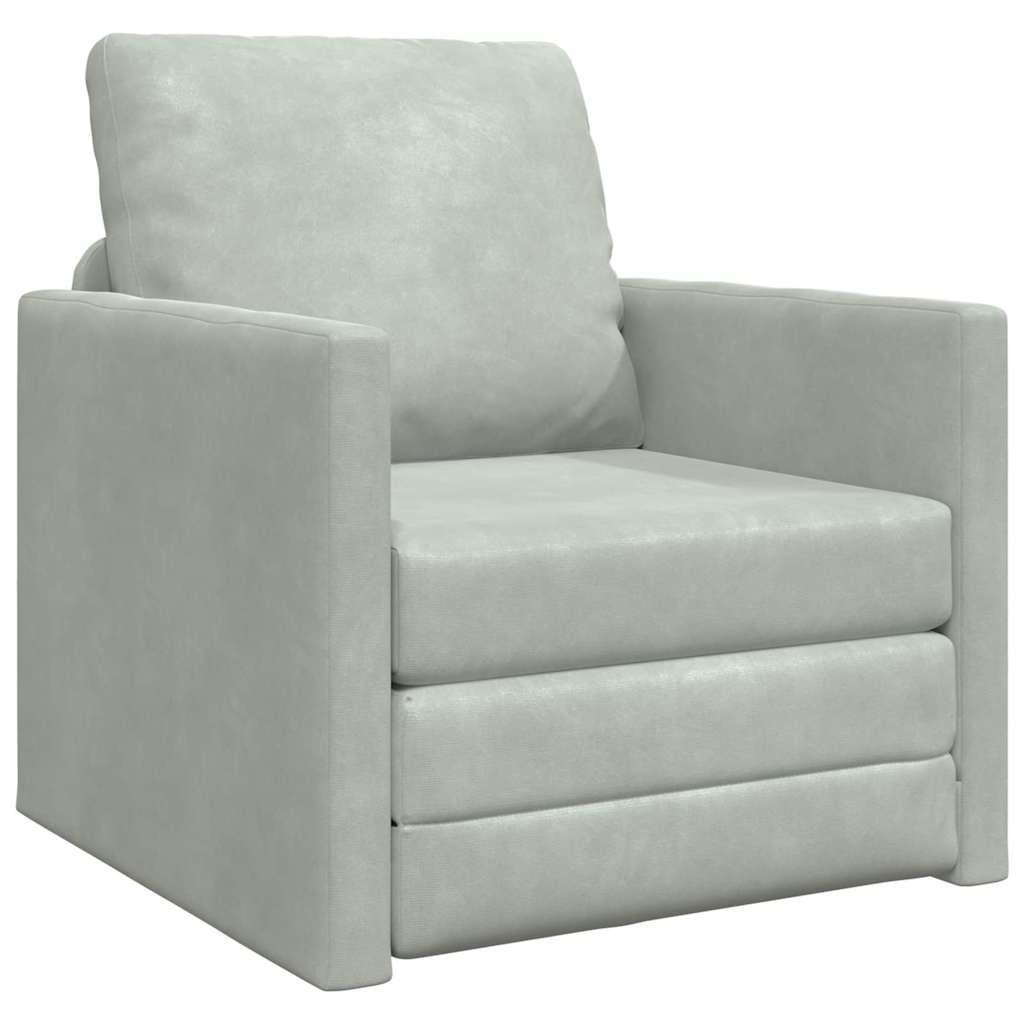 Canapé-lit avec coussin Gris clair 74 x 77 x 81 cm Velours