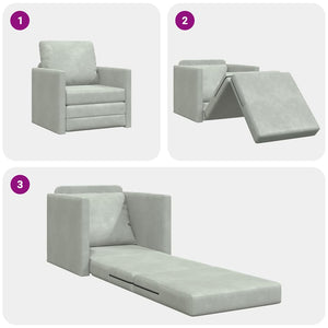 Canapé-lit avec coussin Gris clair 74 x 77 x 81 cm Velours