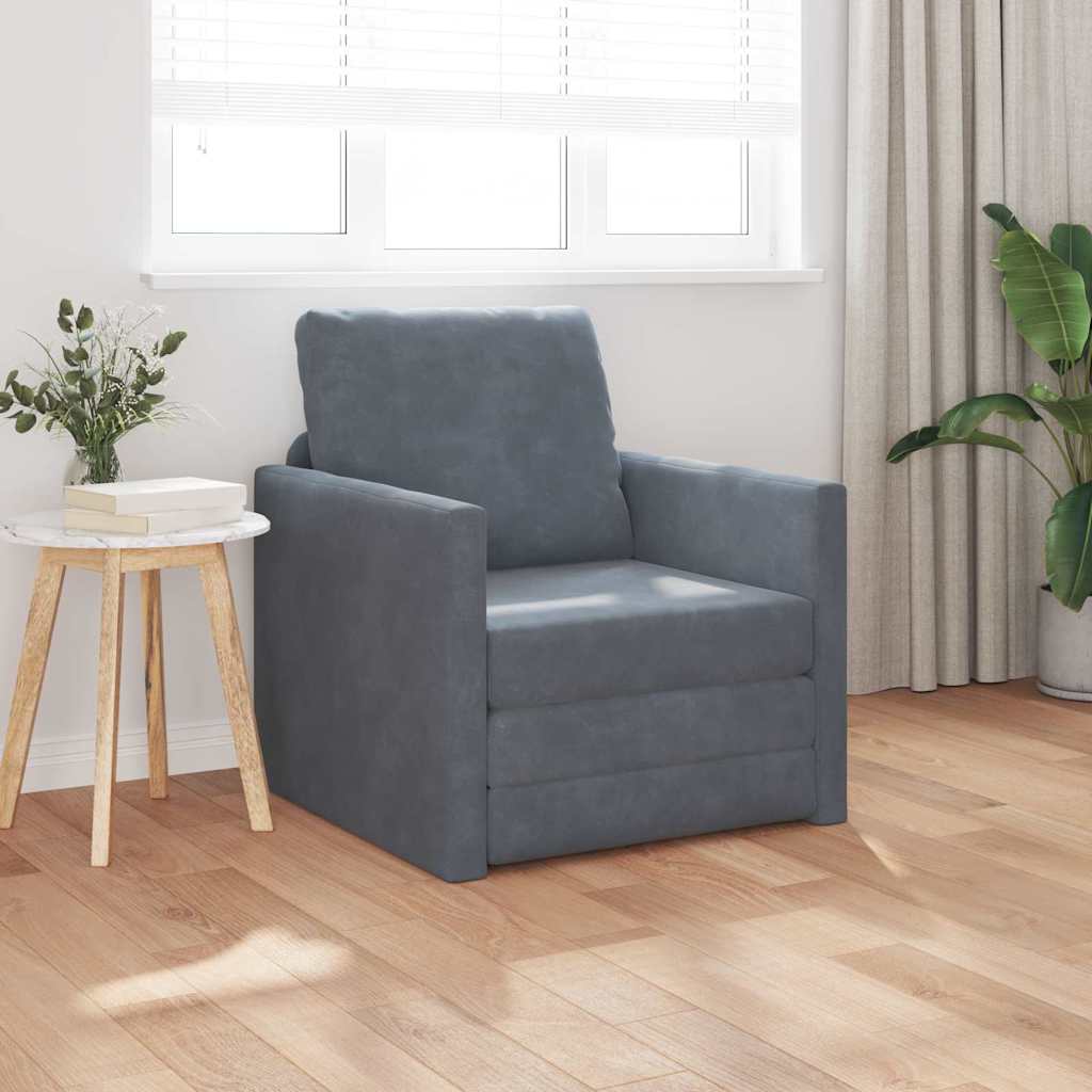 Canapé-lit avec coussin Gris foncé 74 x 77 x 81 cm Velours