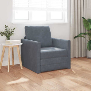 Canapé-lit avec coussin Gris foncé 74 x 77 x 81 cm Velours