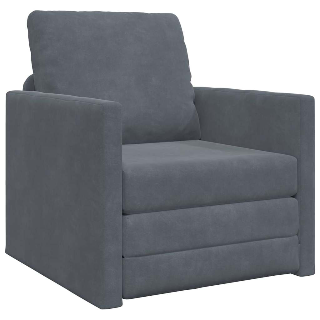 Canapé-lit avec coussin Gris foncé 74 x 77 x 81 cm Velours