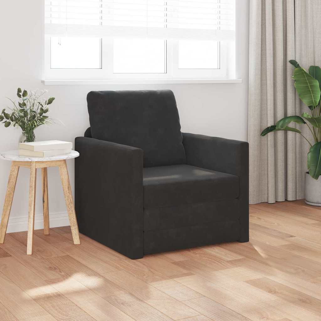 Canapé-lit avec coussin Noir 74 x 77 x 81 cm Velours