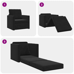 Canapé-lit avec coussin Noir 74 x 77 x 81 cm Velours