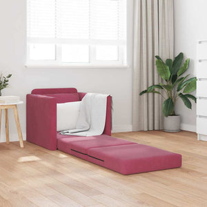Canapé-lit avec coussin Rouge bordeaux 74 x 77 x 81 cm Velours