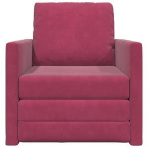 Canapé-lit avec coussin Rouge bordeaux 74 x 77 x 81 cm Velours