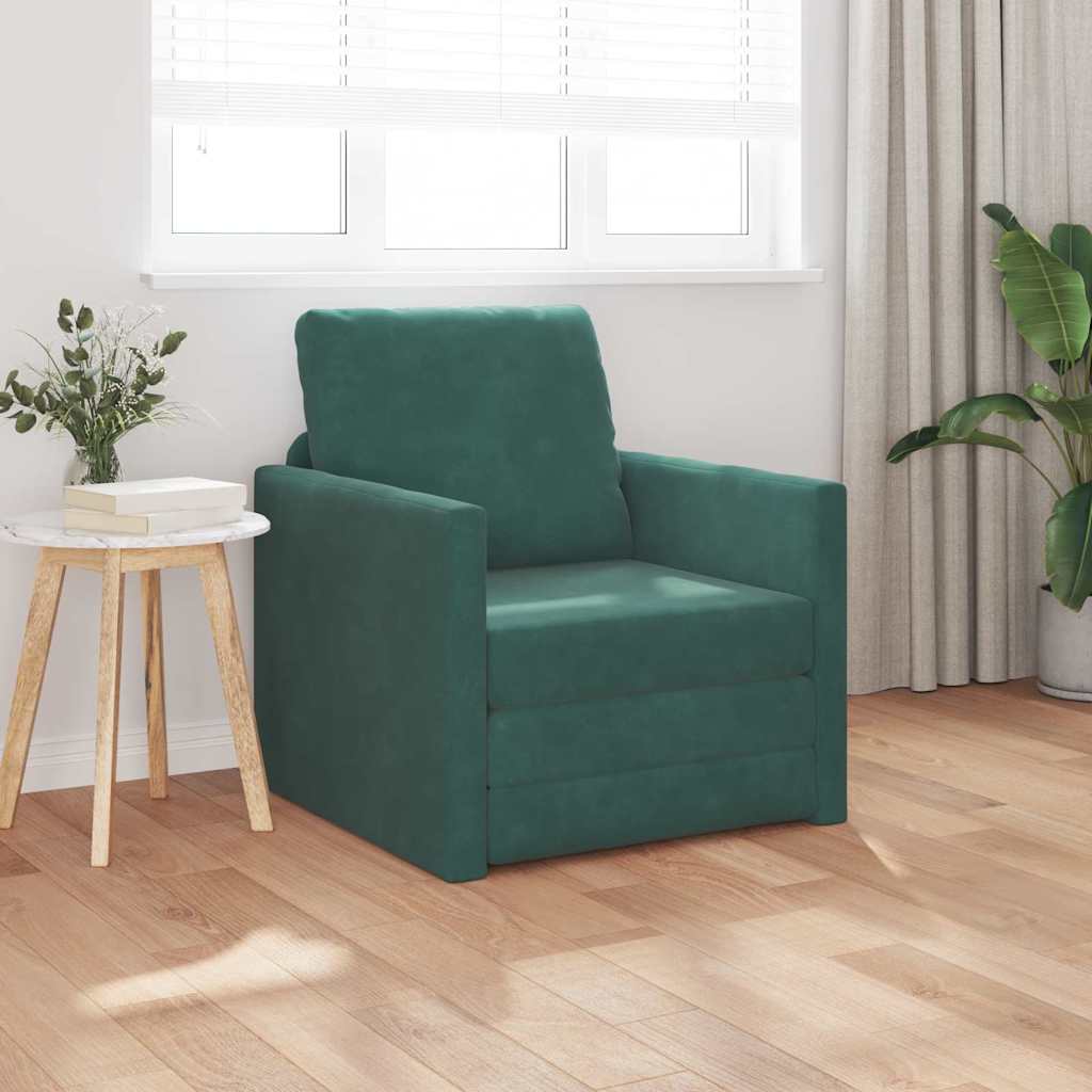 Canapé-lit avec coussin Vert foncé 74 x 77 x 81 cm Velours
