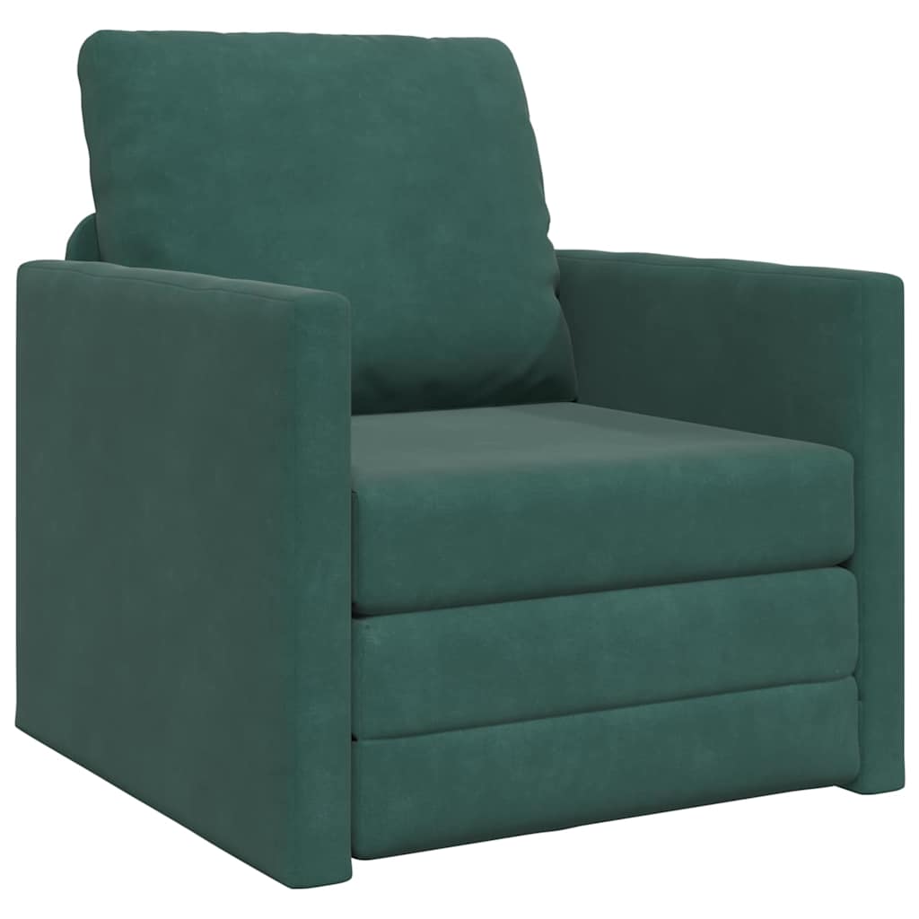 Canapé-lit avec coussin Vert foncé 74 x 77 x 81 cm Velours