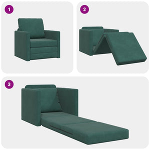 Canapé-lit avec coussin Vert foncé 74 x 77 x 81 cm Velours