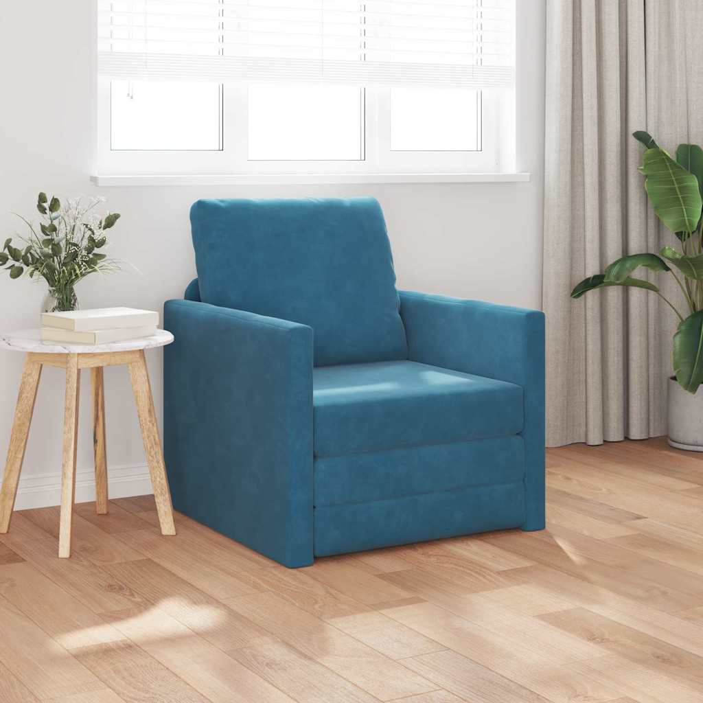 Canapé-lit avec coussin Bleu 74 x 77 x 81 cm Velours