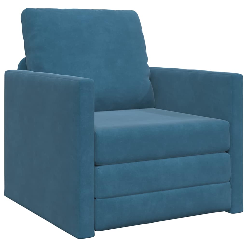 Canapé-lit avec coussin Bleu 74 x 77 x 81 cm Velours