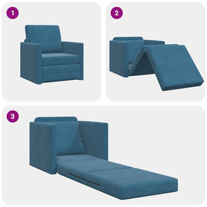 Canapé-lit avec coussin Bleu 74 x 77 x 81 cm Velours