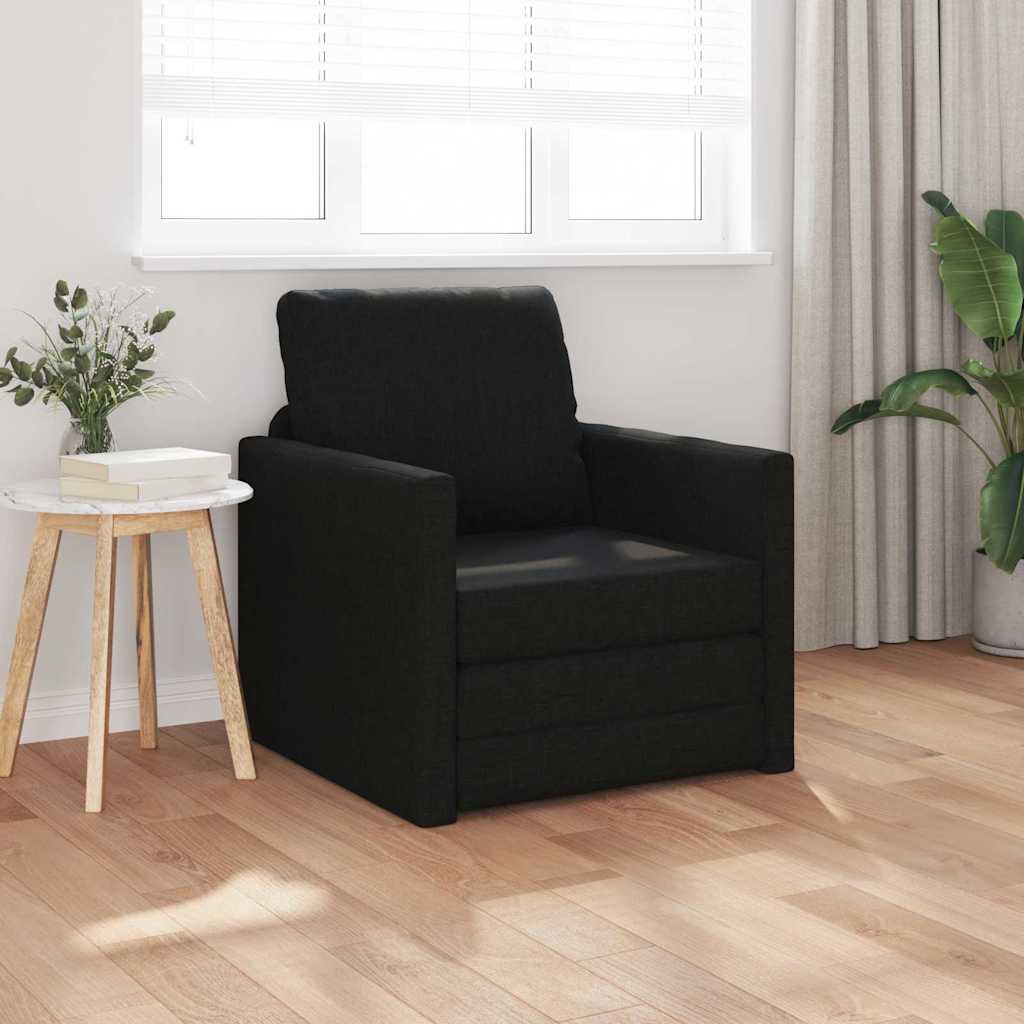 Canapé-lit avec coussin Noir 74 x 77 x 81 cm tissu