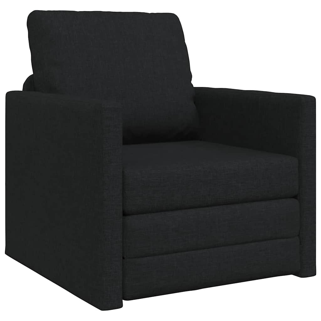 Canapé-lit avec coussin Noir 74 x 77 x 81 cm tissu