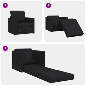 Canapé-lit avec coussin Noir 74 x 77 x 81 cm tissu