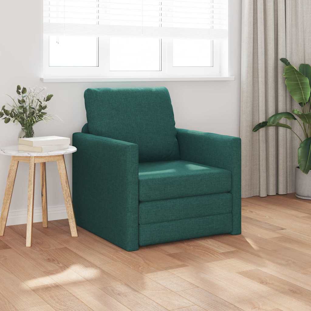 Canapé-lit avec coussin Vert foncé 74 x 77 x 81 cm tissu