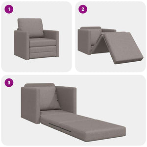 Canapé-lit avec coussin Taupe 74 x 77 x 81 cm tissu