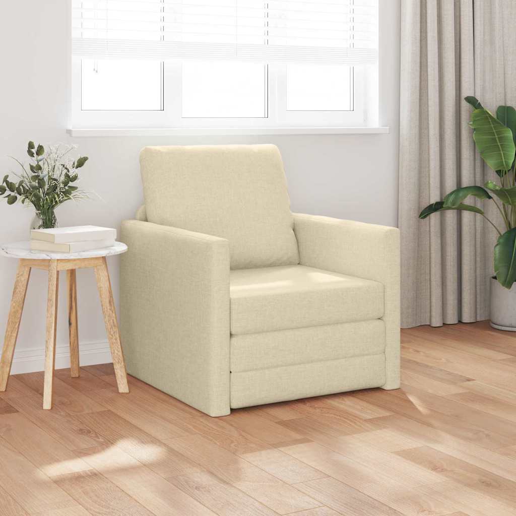 Canapé-lit avec coussin Crème 74 x 77 x 81 cm tissu