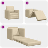 Canapé-lit avec coussin Crème 74 x 77 x 81 cm tissu
