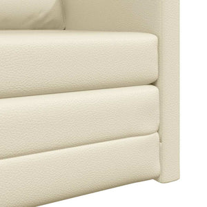 Sofa Lit de Sol avec coussin Crème 74 x 77 x 81 cm Faux cuir