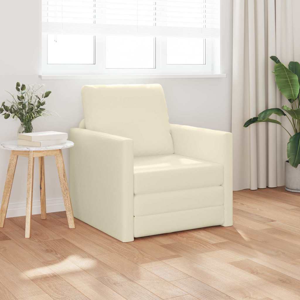 Sofa Lit de Sol avec coussin Crème 74 x 77 x 81 cm Faux cuir